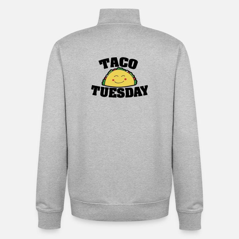 Illustration joyeuse du sourire de taco - Sweat zippé unisexe en coton bio Stanley/Stella - gris chiné