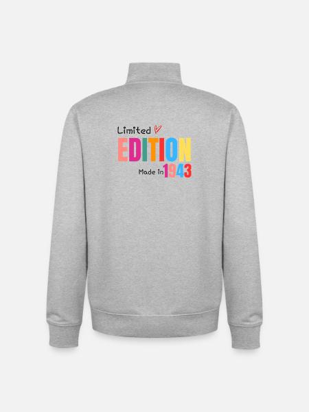 Limited edition Made in 1943 - Unisex Organic Zip Sweatshirt by Stanley/Stella - heather grey