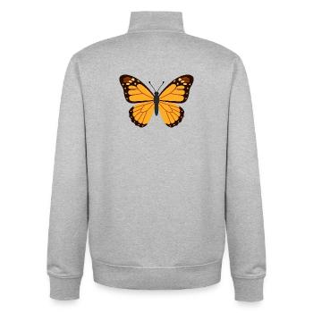 Orangene Monarchenflügel - Unisex Organic Zip Sweatshirt von Stanley/Stella - Grau meliert - Hinten - AI Model Male 185 light (185cm)