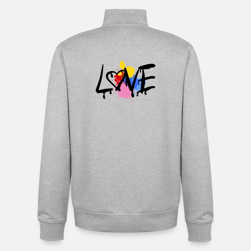 Love - Unisex Organic Zip Sweatshirt von Stanley/Stella - Grau meliert