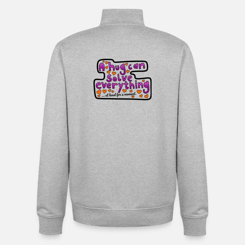 Un câlin peut aider - Sweat zippé unisexe en coton bio Stanley/Stella - gris chiné