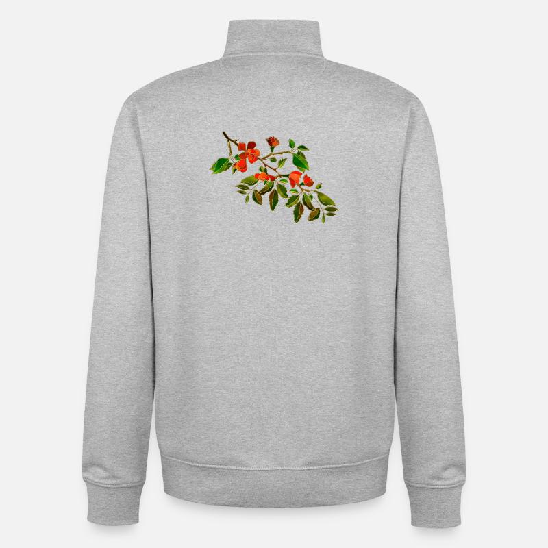 Fleur - Sweat zippé unisexe en coton bio Stanley/Stella - gris chiné
