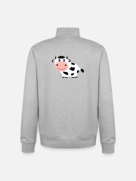 Cow black and white comic - Unisex Organic Zip Sweatshirt by Stanley/Stella - heather grey