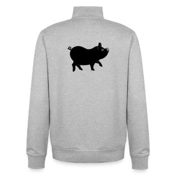 Schweineschattenfigur mit lockigem Schwanz - Unisex Organic Zip Sweatshirt von Stanley/Stella - Grau meliert - Hinten - AI Model Male 185 light (185cm)