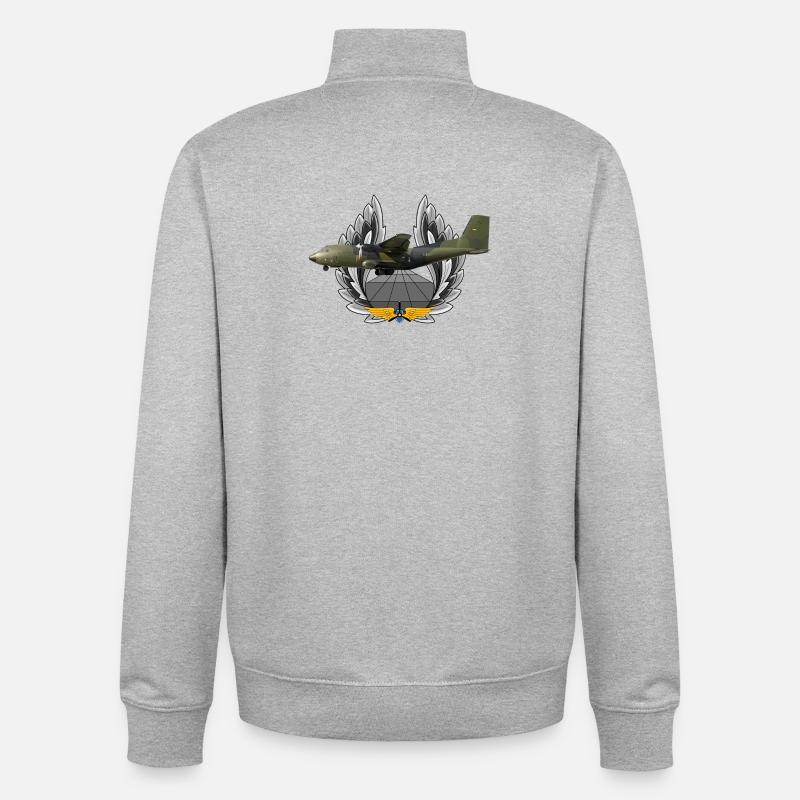C-160 Transall - Sweat zippé unisexe en coton bio Stanley/Stella - gris chiné