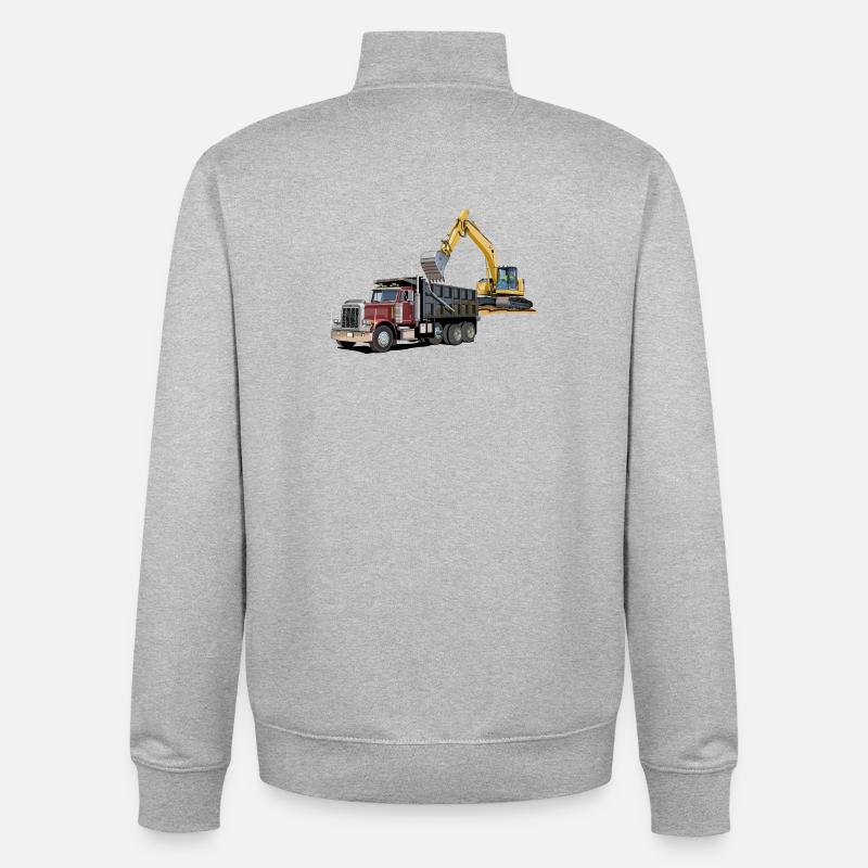 Lastwagen mit Bagger - Unisex Organic Zip Sweatshirt von Stanley/Stella - Grau meliert