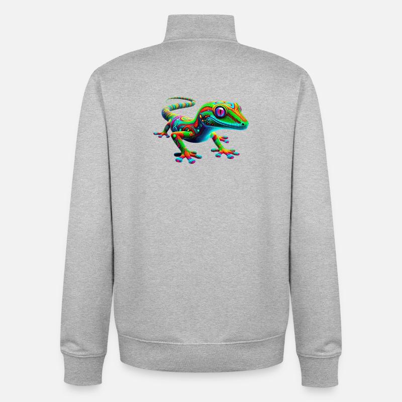 Gecko - Sweat zippé unisexe en coton bio Stanley/Stella - gris chiné