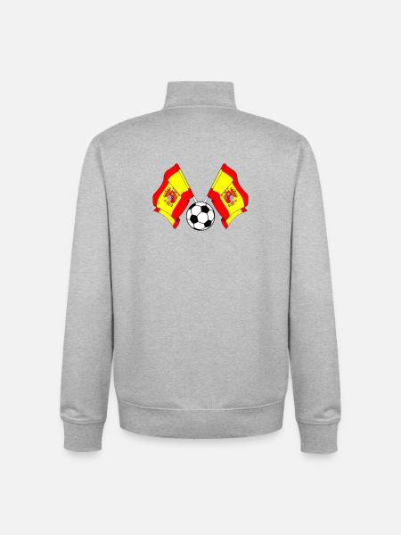 Flags crossed football Spain - Unisex Organic Zip Sweatshirt by Stanley/Stella - heather grey
