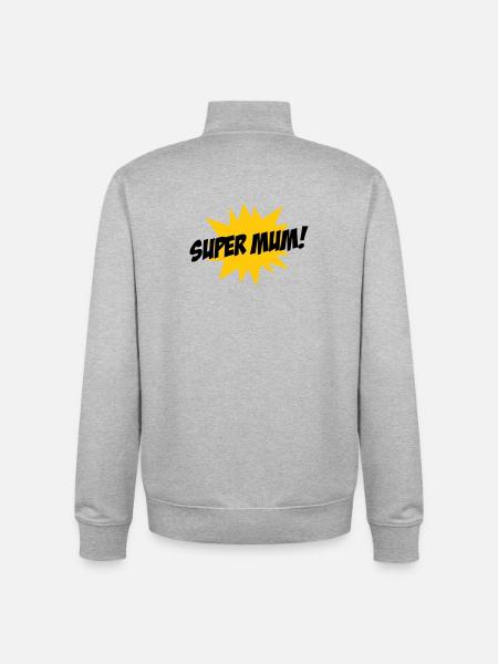 Super Mom - Mother's Day - Unisex Organic Zip Sweatshirt by Stanley/Stella - heather grey