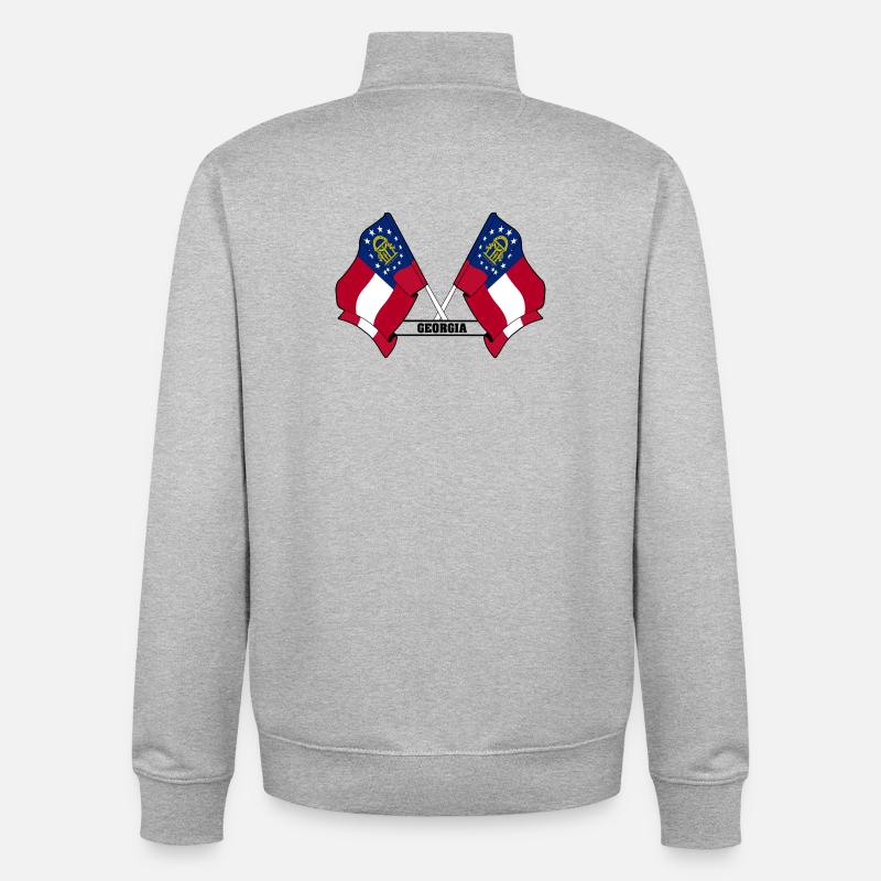Two flags text GEORGIA - Unisex Organic Zip Sweatshirt by Stanley/Stella - heather grey