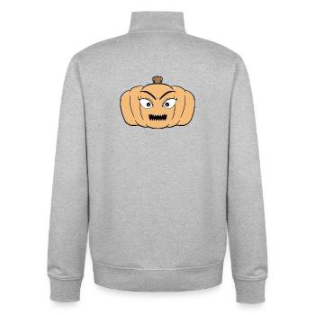 Spukhafter Halloween Gruseliger Kürbis - Unisex Organic Zip Sweatshirt von Stanley/Stella - Grau meliert - Hinten - AI Model Male 185 light (185cm)