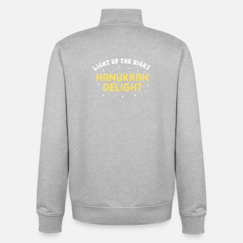 Hanoukka Hanoukka Hanoucca - Sweat zippé unisexe en coton bio Stanley/Stella - gris chiné