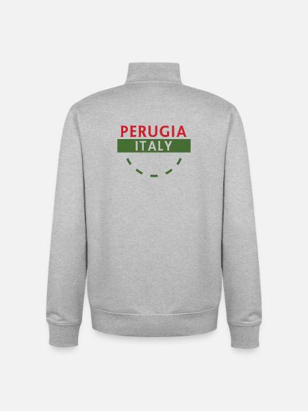 Perugia Italia Travel Badge - Unisex Organic Zip Sweatshirt by Stanley/Stella - heather grey