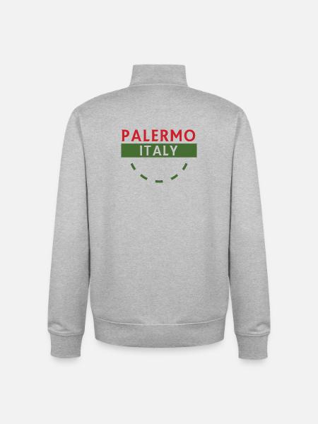 Palermo Italy emblem with green curve - Unisex Organic Zip Sweatshirt by Stanley/Stella - heather grey