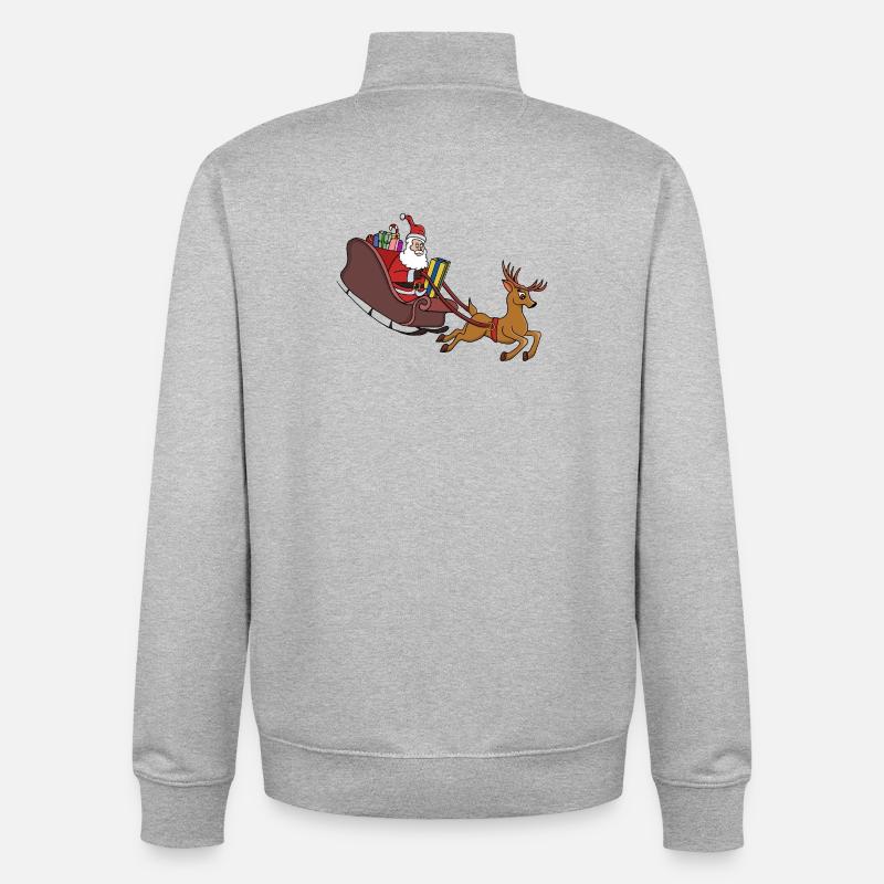 Santa Sleigh Dash and Reindeer Run - Unisex Organic Zip Sweatshirt by Stanley/Stella - heather grey