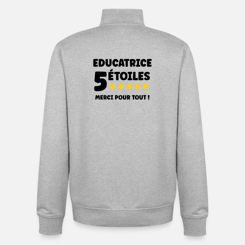 educatrice - Sweat zippé unisexe en coton bio Stanley/Stella - gris chiné