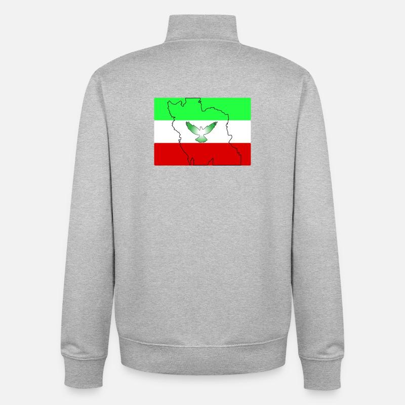 Drapeau iranien - Sweat zippé unisexe en coton bio Stanley/Stella - gris chiné