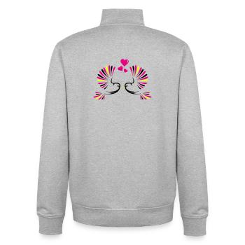 birds_in_love - Sweat zippé unisexe en coton bio Stanley/Stella - gris chiné - Dos - AI Model Male 185 light (185cm)