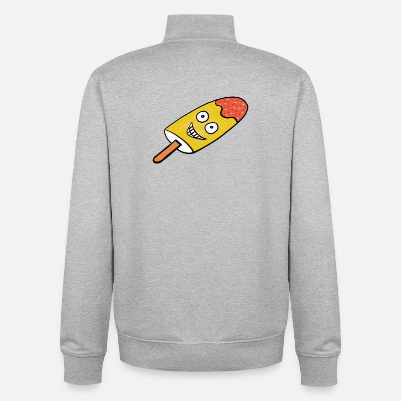 Fröhliches Zitronen-Eis Eiskrem Kinder  - Unisex Organic Zip Sweatshirt by Stanley/Stella - heather grey