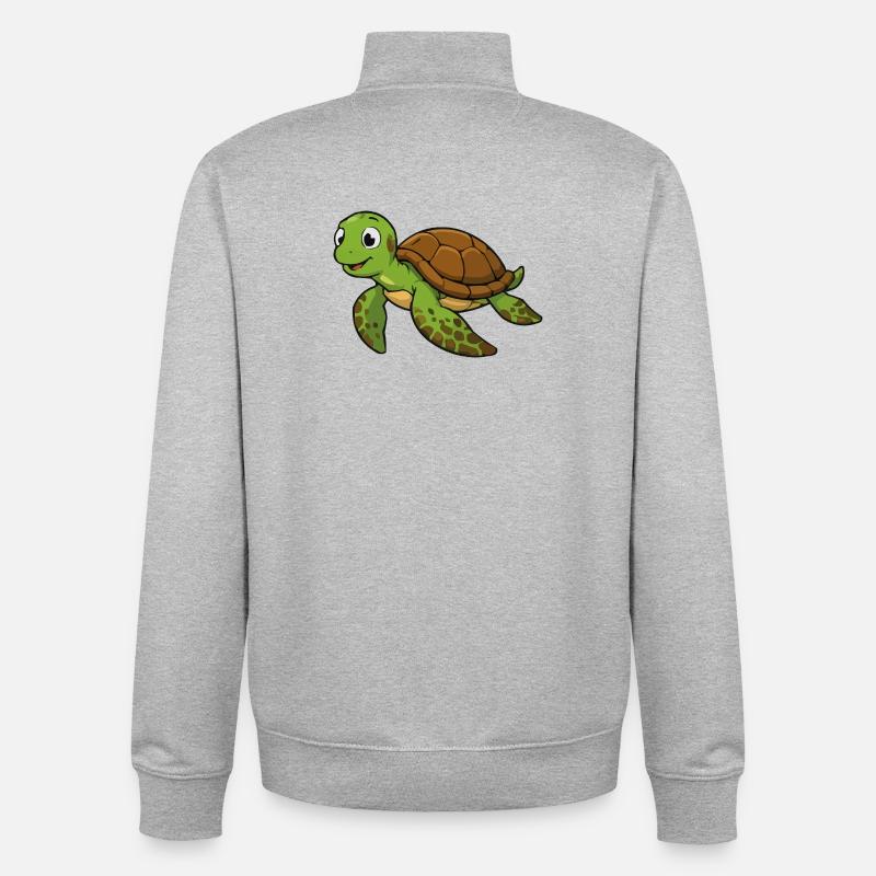 Kuschelige Schildkröten-Illustration - Unisex Organic Zip Sweatshirt von Stanley/Stella - Grau meliert