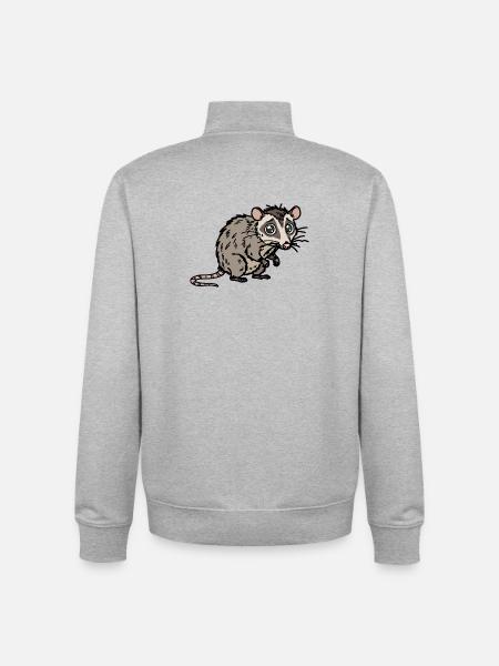 Cute, hand-drawn possum design - Unisex Organic Zip Sweatshirt by Stanley/Stella - heather grey