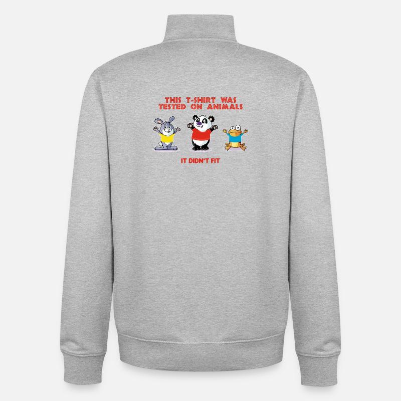 This tshirt was tested on animals - Unisex Organic Zip Sweatshirt von Stanley/Stella - Grau meliert