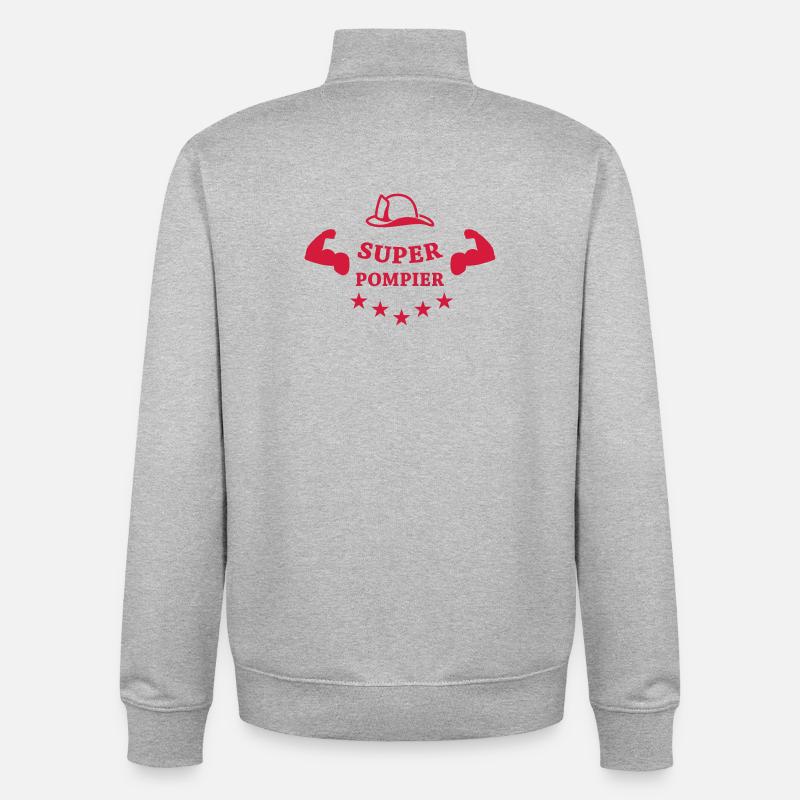 Super Pompier - Sweat zippé unisexe en coton bio Stanley/Stella - gris chiné