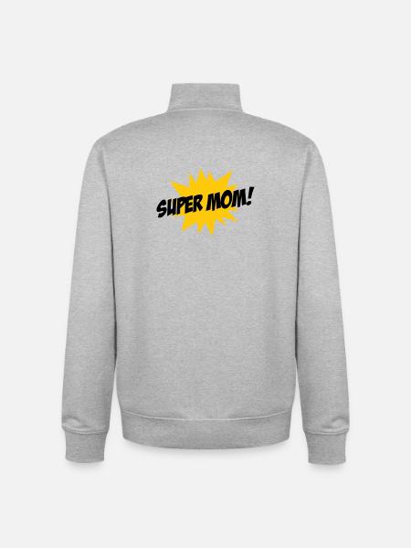 Super Mom - Mother's Day - Unisex Organic Zip Sweatshirt by Stanley/Stella - heather grey