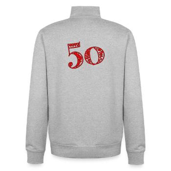50. 50 ANS. 50e ANNIVERSAIRE. ANNIVERSAIRE 50 ANS. - Sweat zippé unisexe en coton bio Stanley/Stella - gris chiné - Dos - AI Model Male 185 light (185cm)