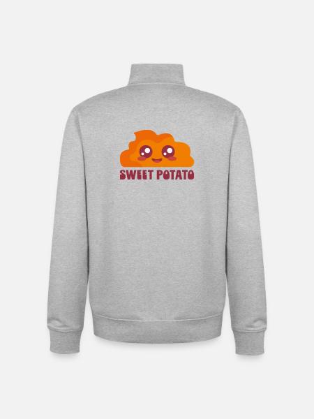 Patate douce dessin animé mignon - Sweat zippé unisexe en coton bio Stanley/Stella - gris chiné