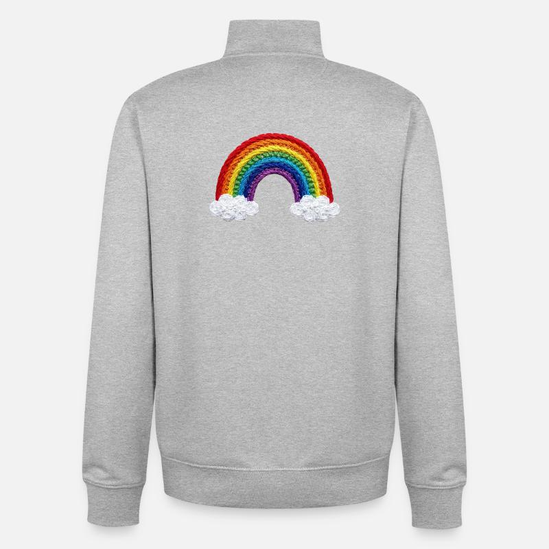 Rainbow in embroidered look (printed) - Unisex Organic Zip Sweatshirt by Stanley/Stella - heather grey