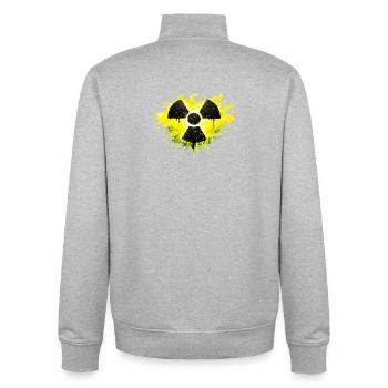 Radioaktiv Warnsymbol im Splash Design  - Unisex Organic Zip Sweatshirt von Stanley/Stella - Grau meliert - Hinten - AI Model Male 185 light (185cm)