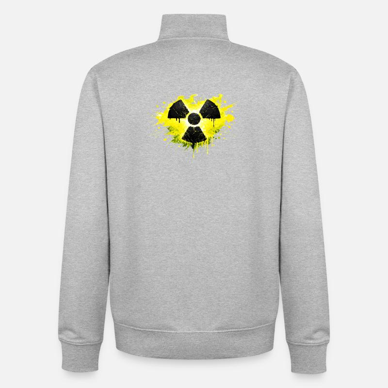 Radioaktiv Warnsymbol im Splash Design  - Unisex Organic Zip Sweatshirt von Stanley/Stella - Grau meliert