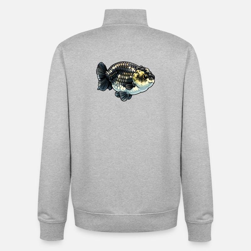 Granit thaïlandais Calico Ranchu Poisson rouge de haute qualité - Sweat zippé unisexe en coton bio Stanley/Stella - gris chiné