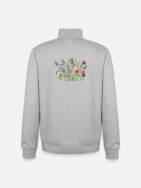 Fleur - Sweat zippé unisexe en coton bio Stanley/Stella - gris chiné