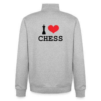 Passion Jeu d'Échecs King Love - Sweat zippé unisexe en coton bio Stanley/Stella - gris chiné - Dos - AI Model Male 185 light (185cm)