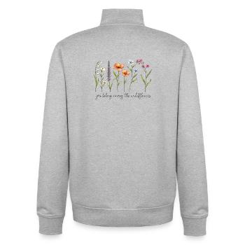 Minimalistische Wildblumen-Linienkunst – Elegant - Unisex Organic Zip Sweatshirt von Stanley/Stella - Grau meliert - Hinten - AI Model Male 185 light (185cm)