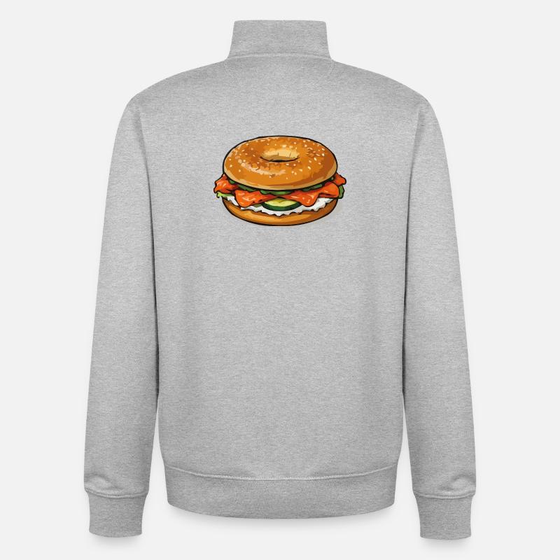 Bagel Pop Art Illustration - Sweat zippé unisexe en coton bio Stanley/Stella - gris chiné