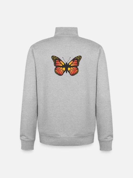 Bunte Schmetterlingsillustration Naturkunst-Ikone - Unisex Organic Zip Sweatshirt von Stanley/Stella - Grau meliert