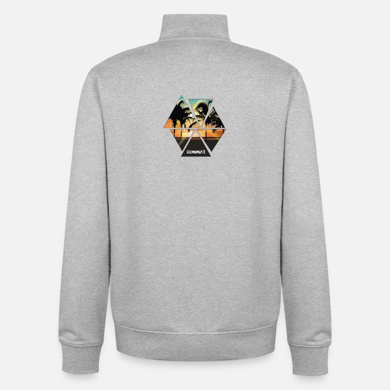 coucher du soleil - Sweat zippé unisexe en coton bio Stanley/Stella - gris chiné