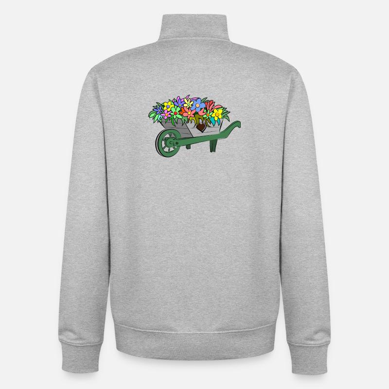 Fleurs Printemps - Sweat zippé unisexe en coton bio Stanley/Stella - gris chiné
