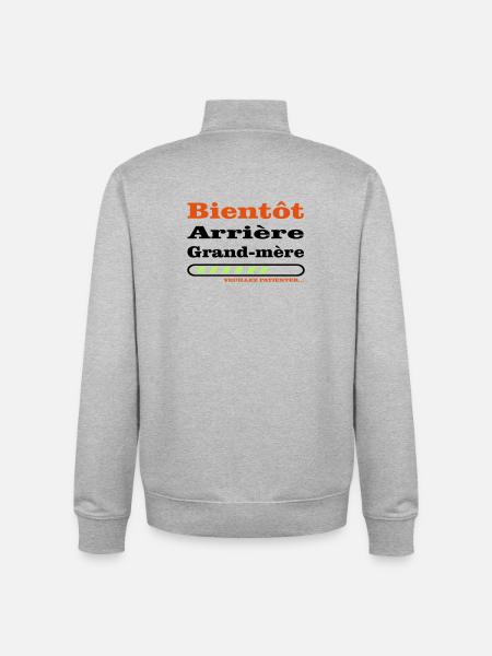 bientot arriere grand mere - Sweat zippé unisexe en coton bio Stanley/Stella - gris chiné