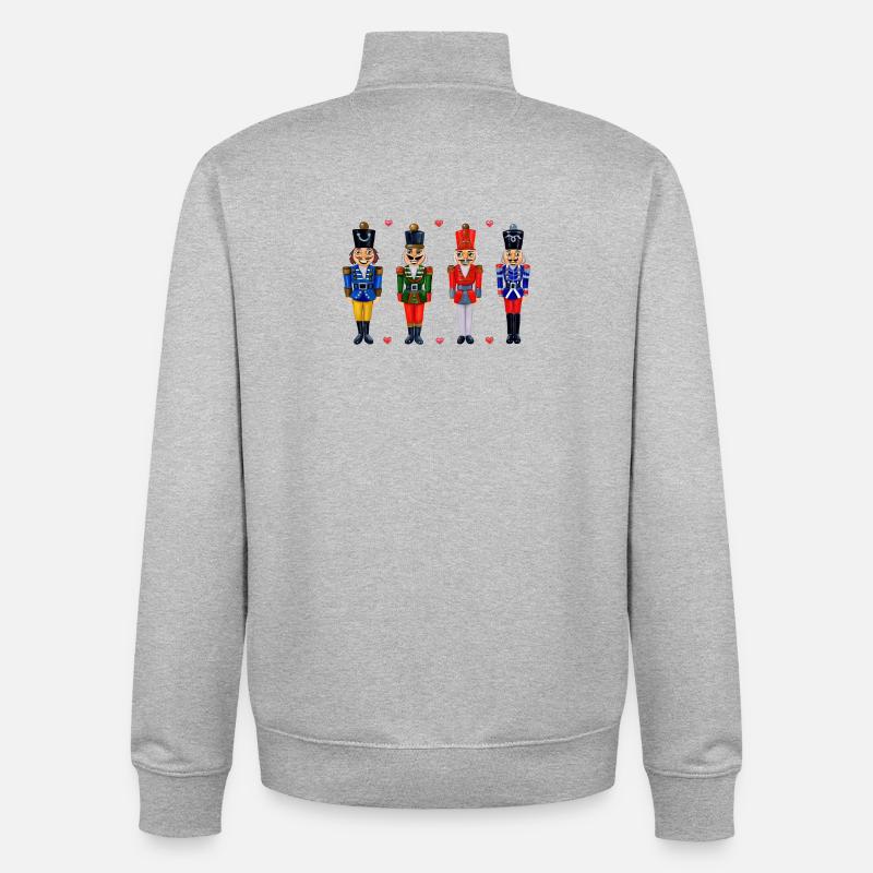 FOUR FUNNY NUTCRACKERS - Unisex Organic Zip Sweatshirt by Stanley/Stella - heather grey