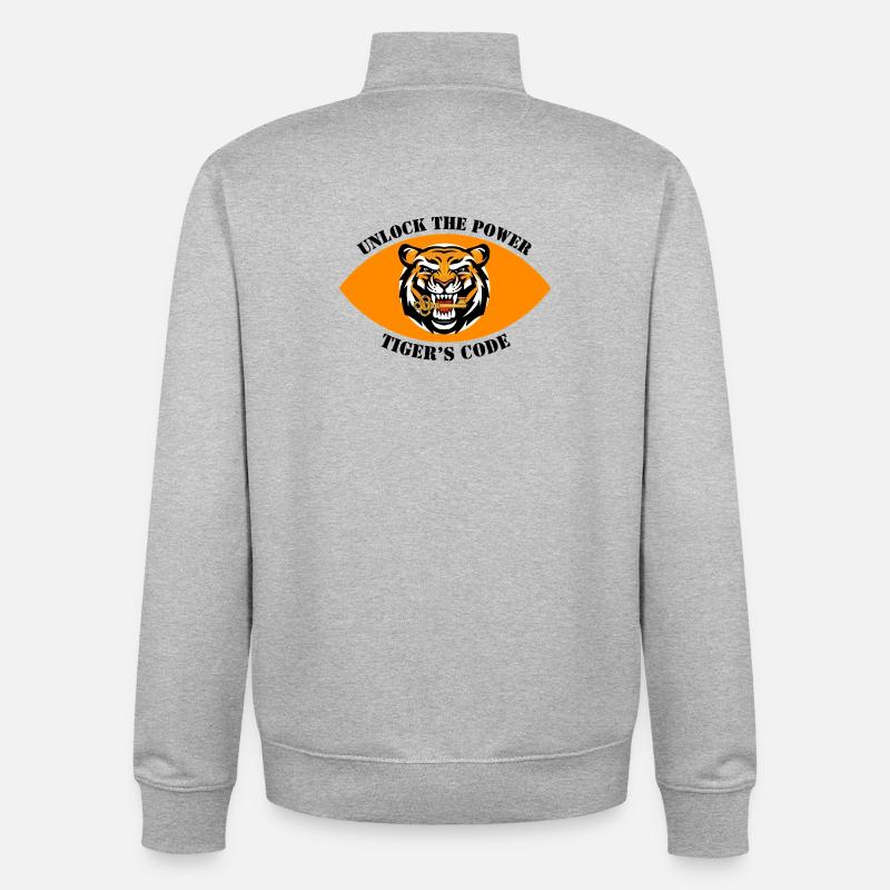 Dynamic Tiger Emblem Design - Unisex Organic Zip Sweatshirt by Stanley/Stella - heather grey