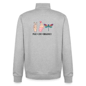 Dragonfly peace Love And Dragonflies - Unisex Organic Zip Sweatshirt by Stanley/Stella - heather grey - Back - AI Model Male 185 light (185cm)