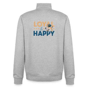 Loyal & Happy Graphic - Sweat zippé unisexe en coton bio Stanley/Stella - gris chiné - Dos - AI Model Male 185 light (185cm)