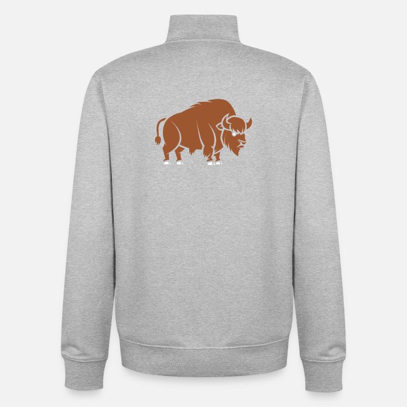 Bison - Sweat zippé unisexe en coton bio Stanley/Stella - gris chiné