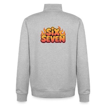 Six Seven 67 - Mèmes Drôles de la Gen Alpha - Sweat zippé unisexe en coton bio Stanley/Stella - gris chiné - Dos - AI Model Male 185 light (185cm)
