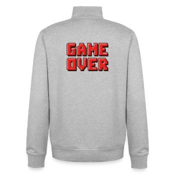 Pixel Game Over Bannière rétro - Sweat zippé unisexe en coton bio Stanley/Stella - gris chiné - Dos - AI Model Male 185 light (185cm)