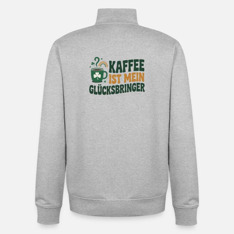 Kaffee ist mein Glücksbringer - Unisex Organic Zip Sweatshirt von Stanley/Stella - Grau meliert